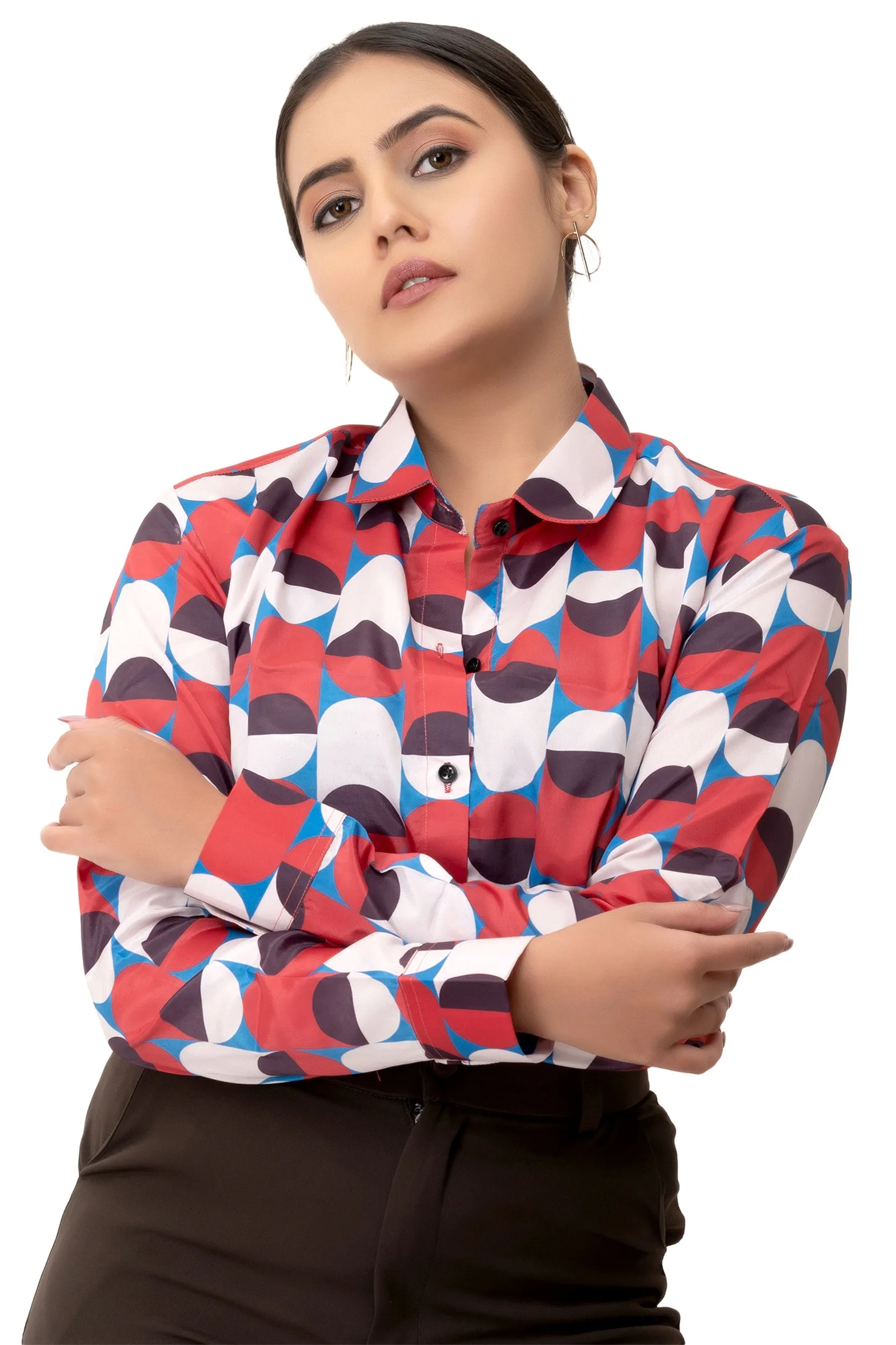 Geometric Red Angles Printed Shirt