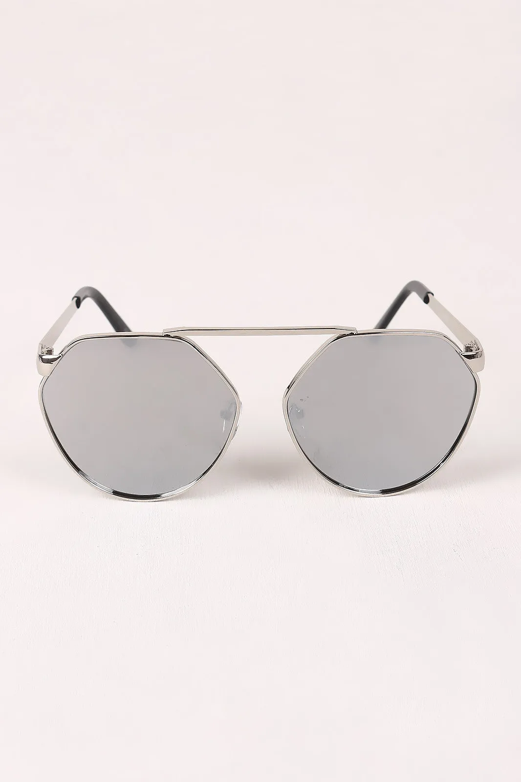 Geometric-Shape Mirrored Lens Sunglasses