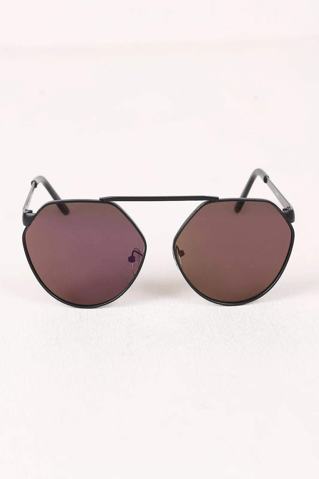 Geometric-Shape Mirrored Lens Sunglasses