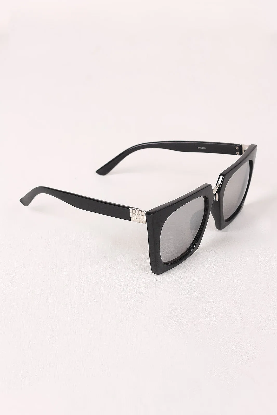 Geometric-Shape Plastic Frame Mirrored Sunglasses