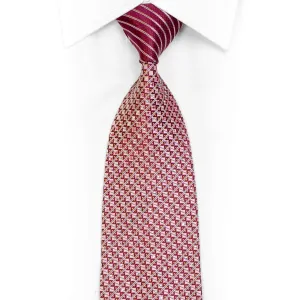 Geometric Striped On Burgundy Rhinestone Necktie With Gold Sparkles