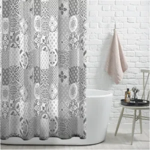 Geometric Tile Print Shower Curtain