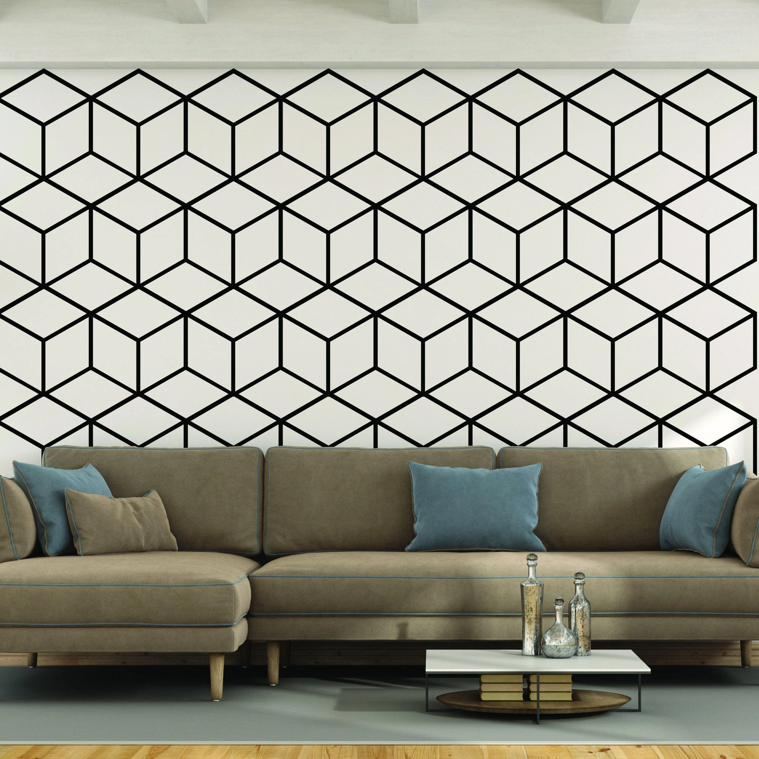 Geometric Wall Mural Decal - Hexagon Honeycomb Vinyl Bedroom Sticker