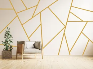 Geometric Wall Stickers, Elegant Gold Decal Design, Modern Wall Art