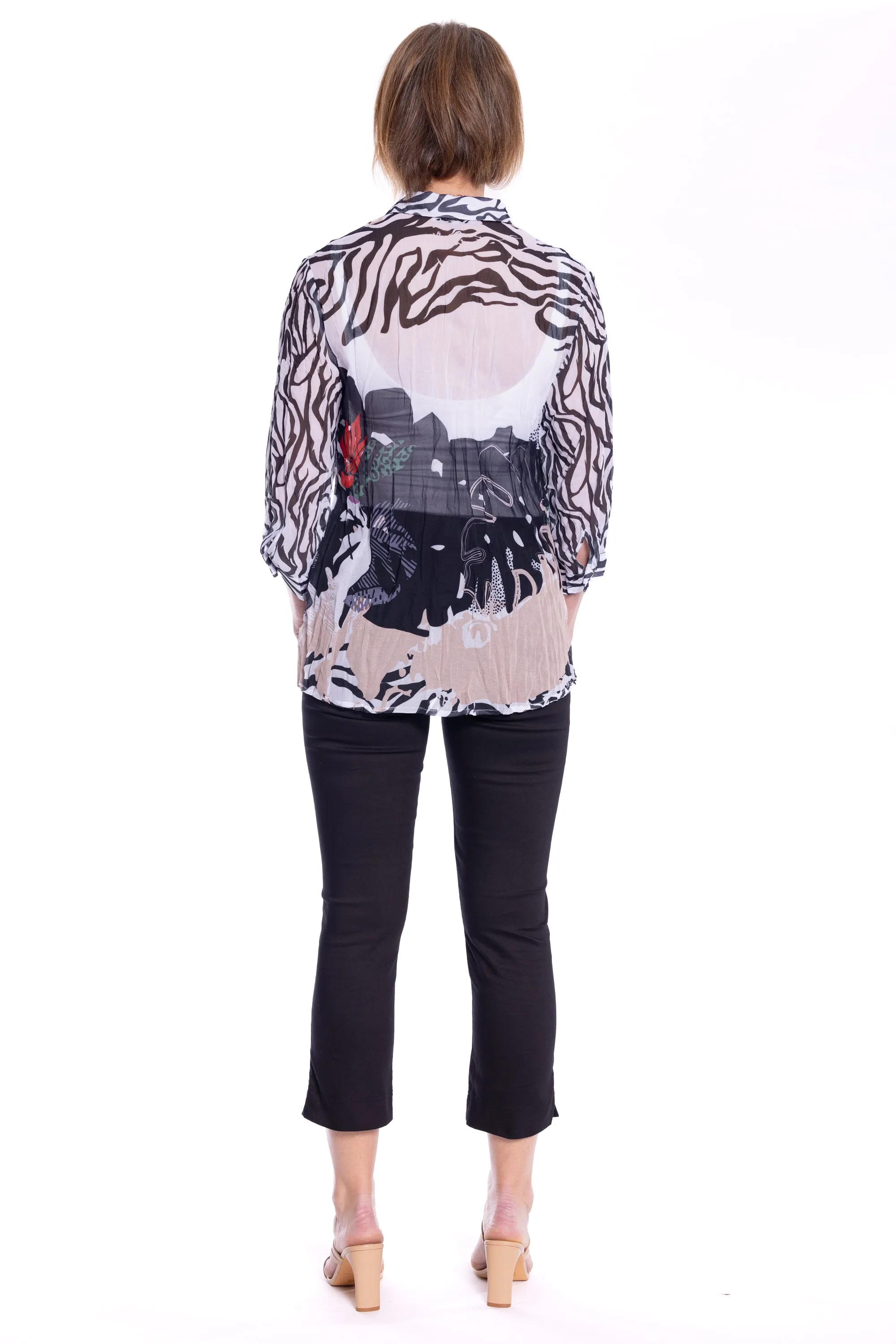 Georgette Shirt by  Café Latte - Zebra Abstract Print