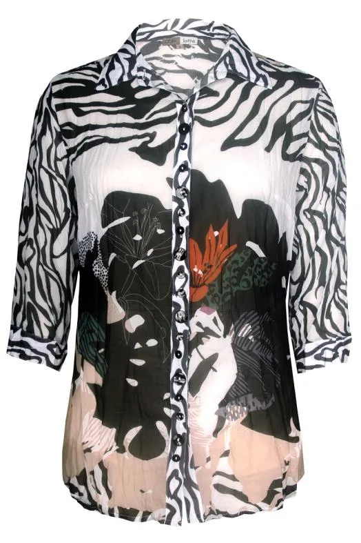 Georgette Shirt by  Café Latte - Zebra Abstract Print