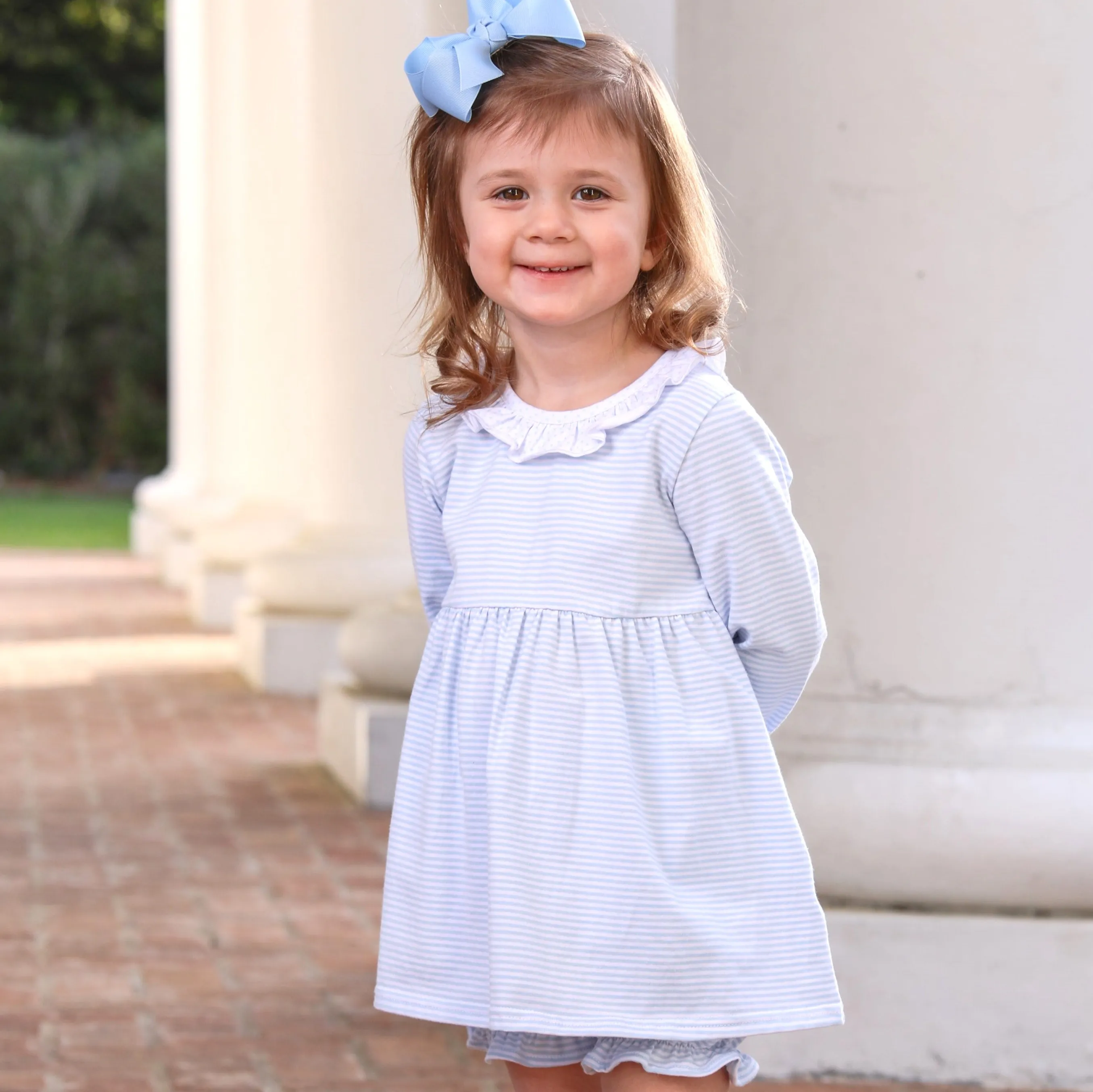 Georgia Bloomer Set- Light Blue Stripe