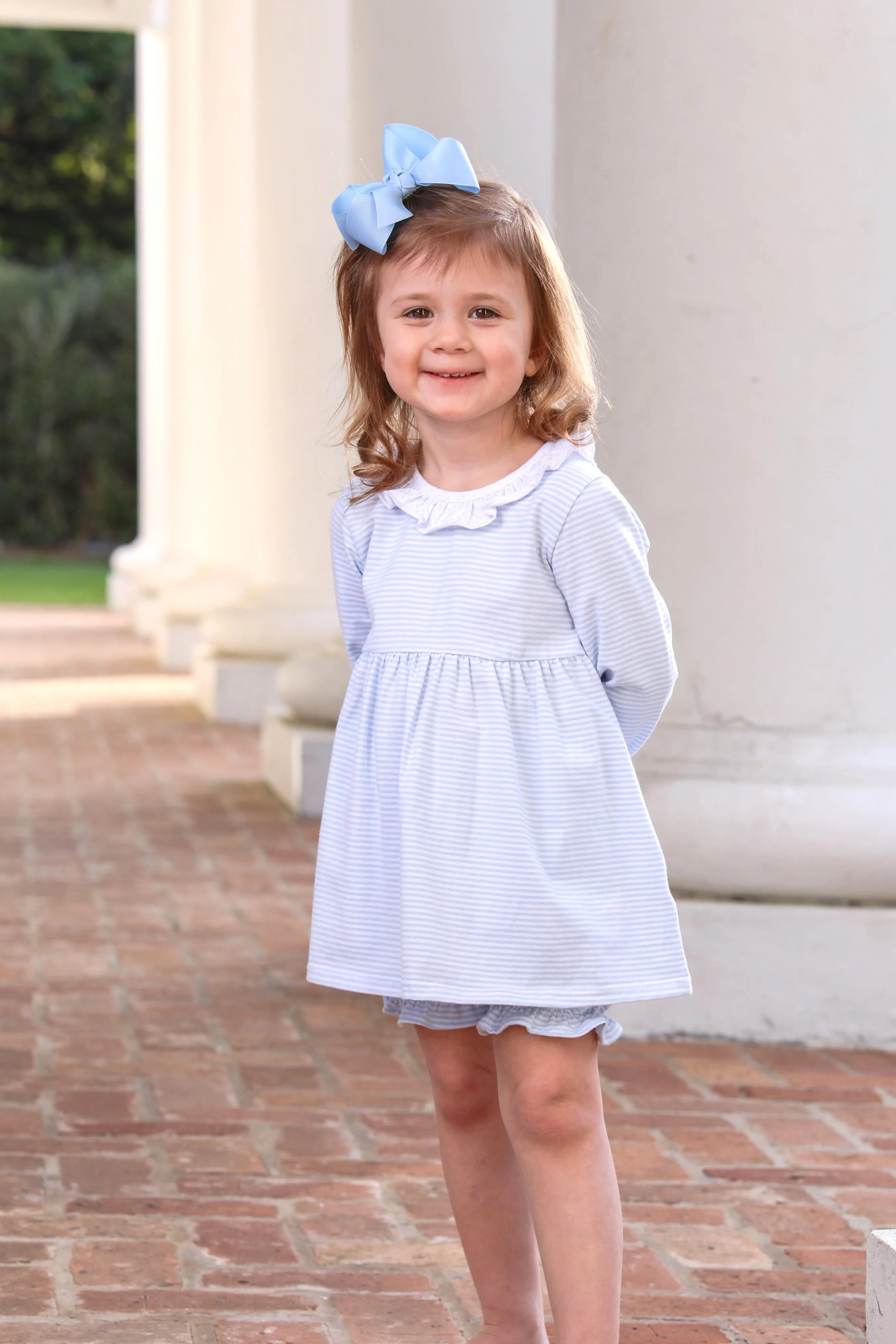 Georgia Bloomer Set- Light Blue Stripe