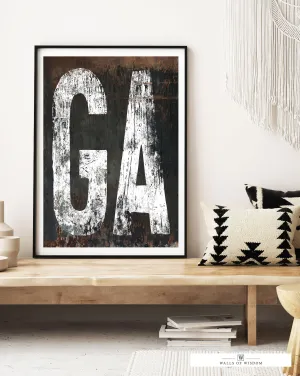 Georgia Home State Southwest Typography Poster Print - GA State Sign Vintage Style Wall Art