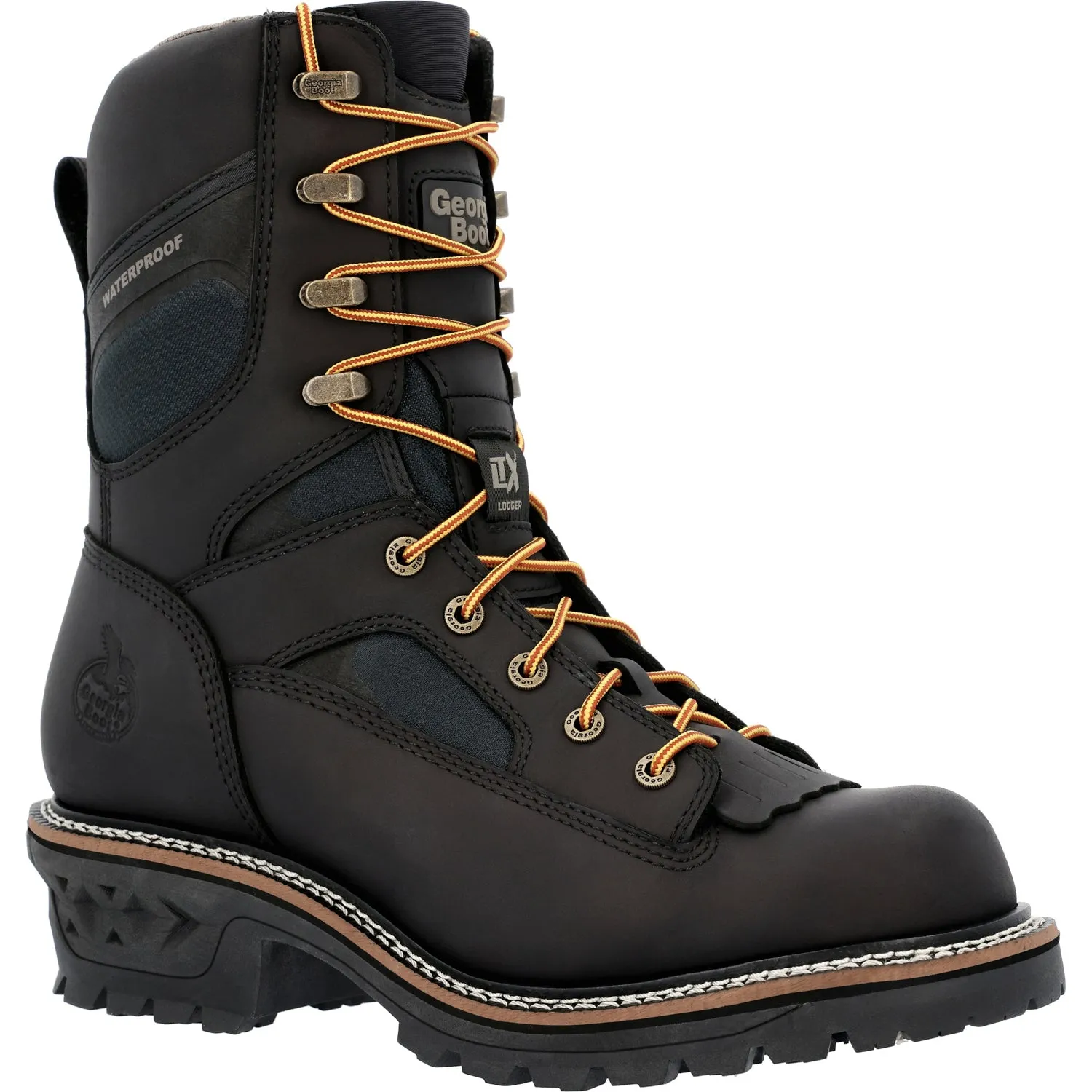 Georgia Mens LTX Logger WP Black Leather Work Boots