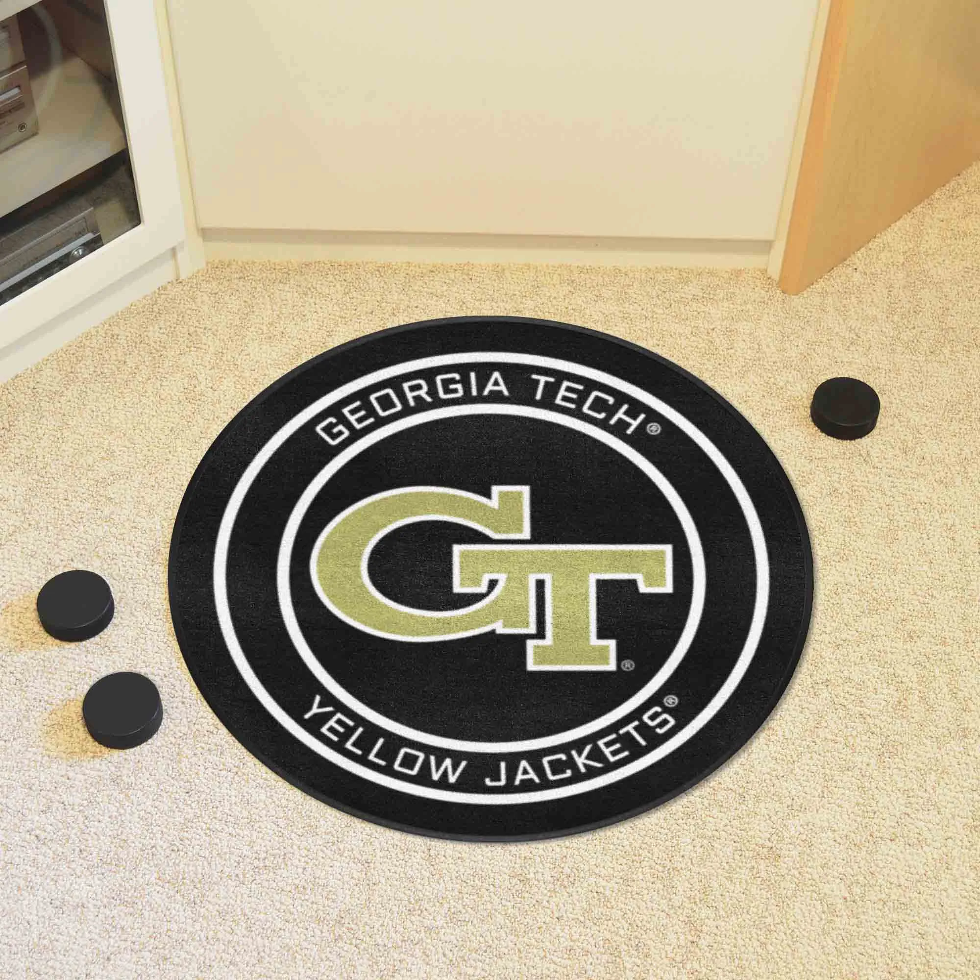 Georgia Tech Hockey Puck Rug - 27in. Diameter