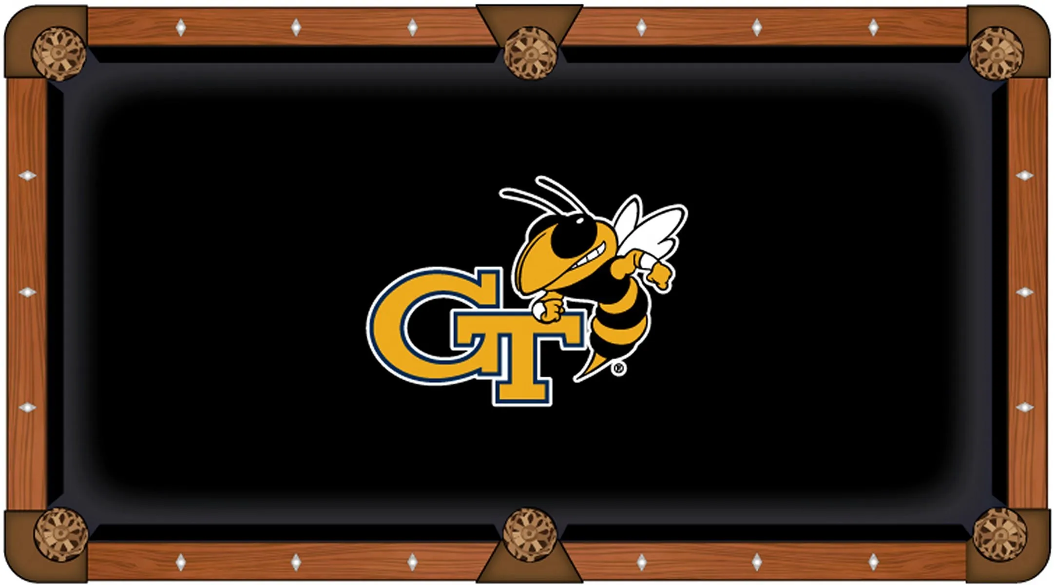 Georgia Tech Yellow Jackets Black with Yellow Logo Billiard Pool Table Cloth