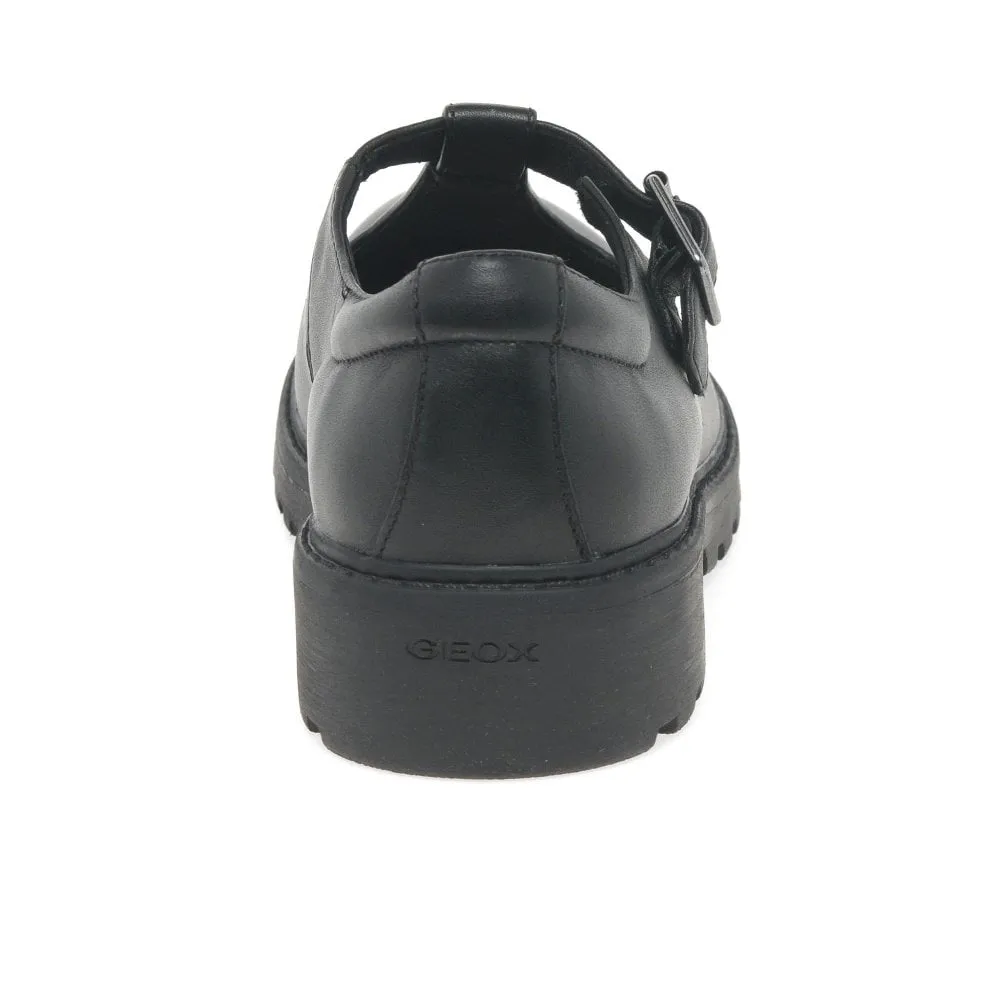 Geox J Casey Leather T-Bar Girls School Shoes