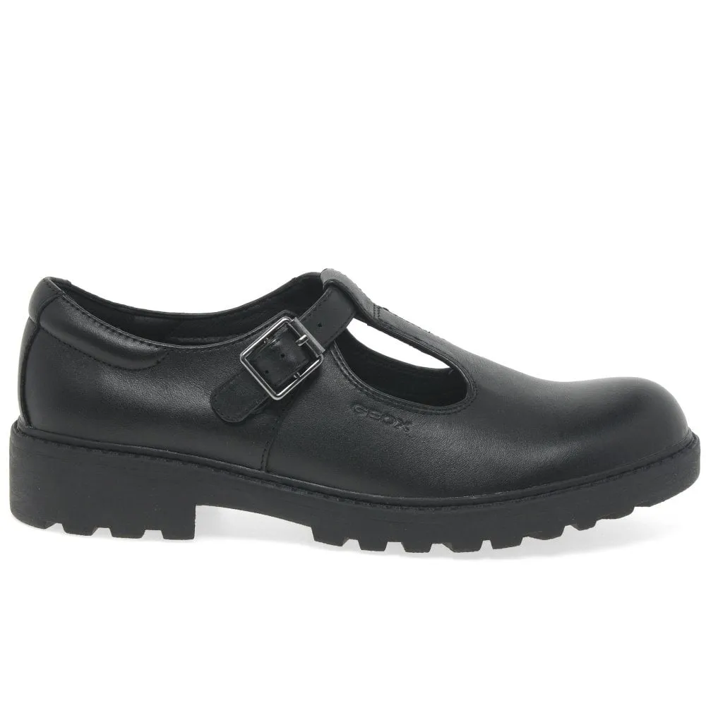 Geox J Casey Leather T-Bar Girls School Shoes