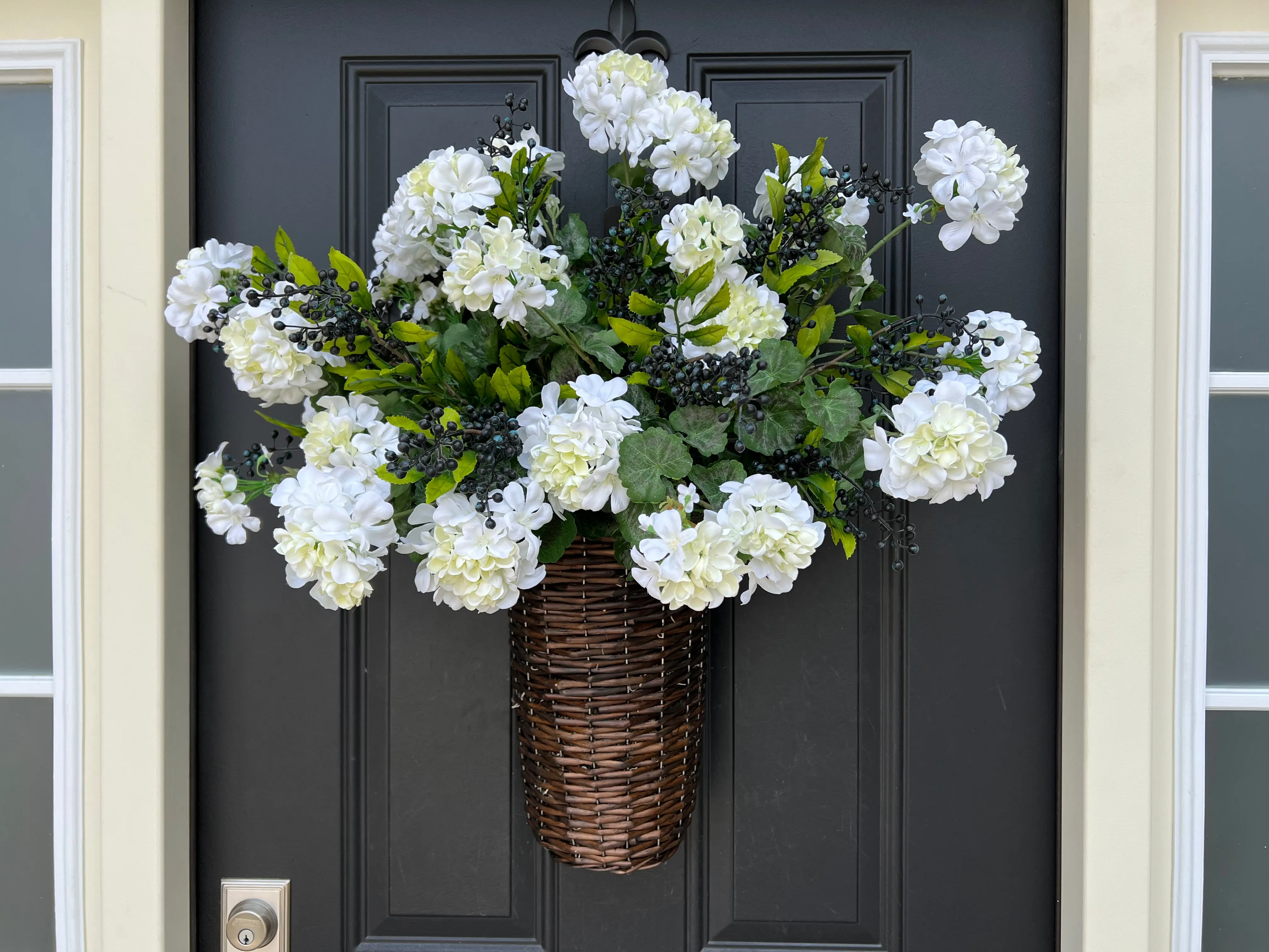 Geranium & Berry Basket Wreath for Summer