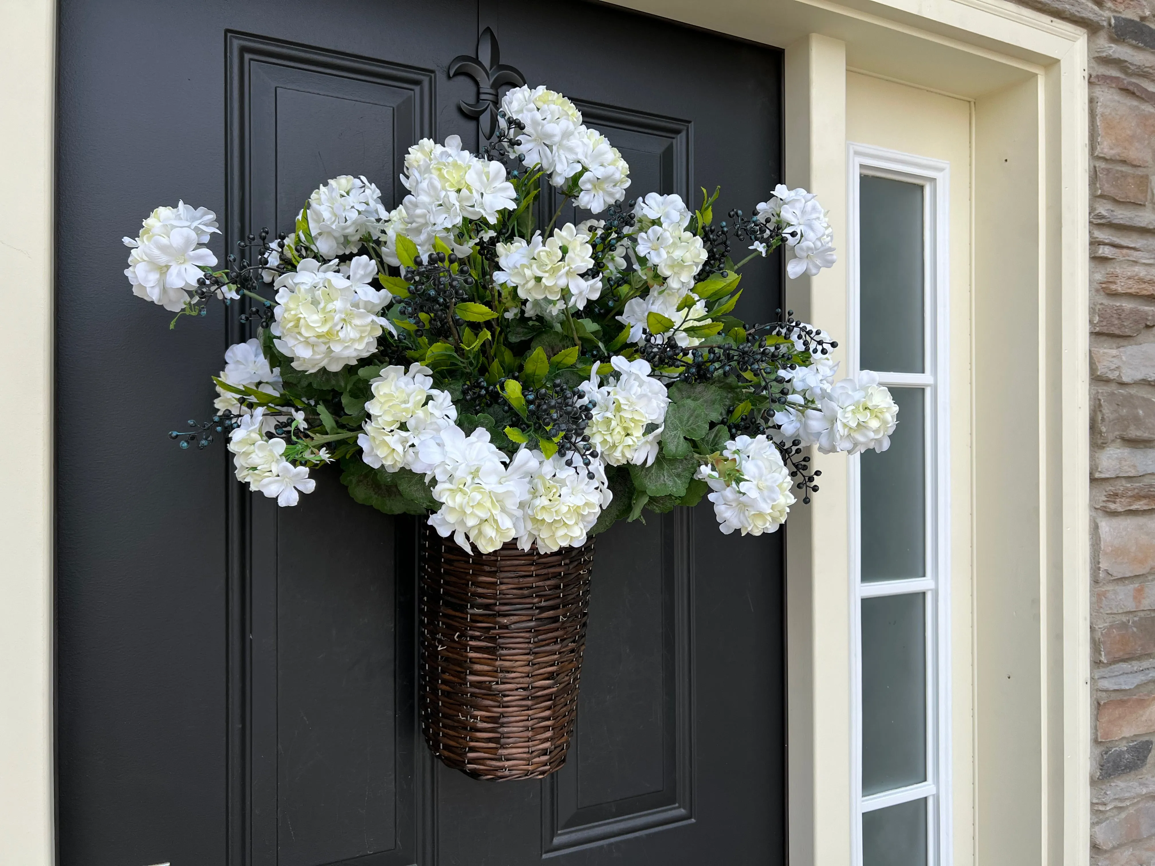 Geranium & Berry Basket Wreath for Summer