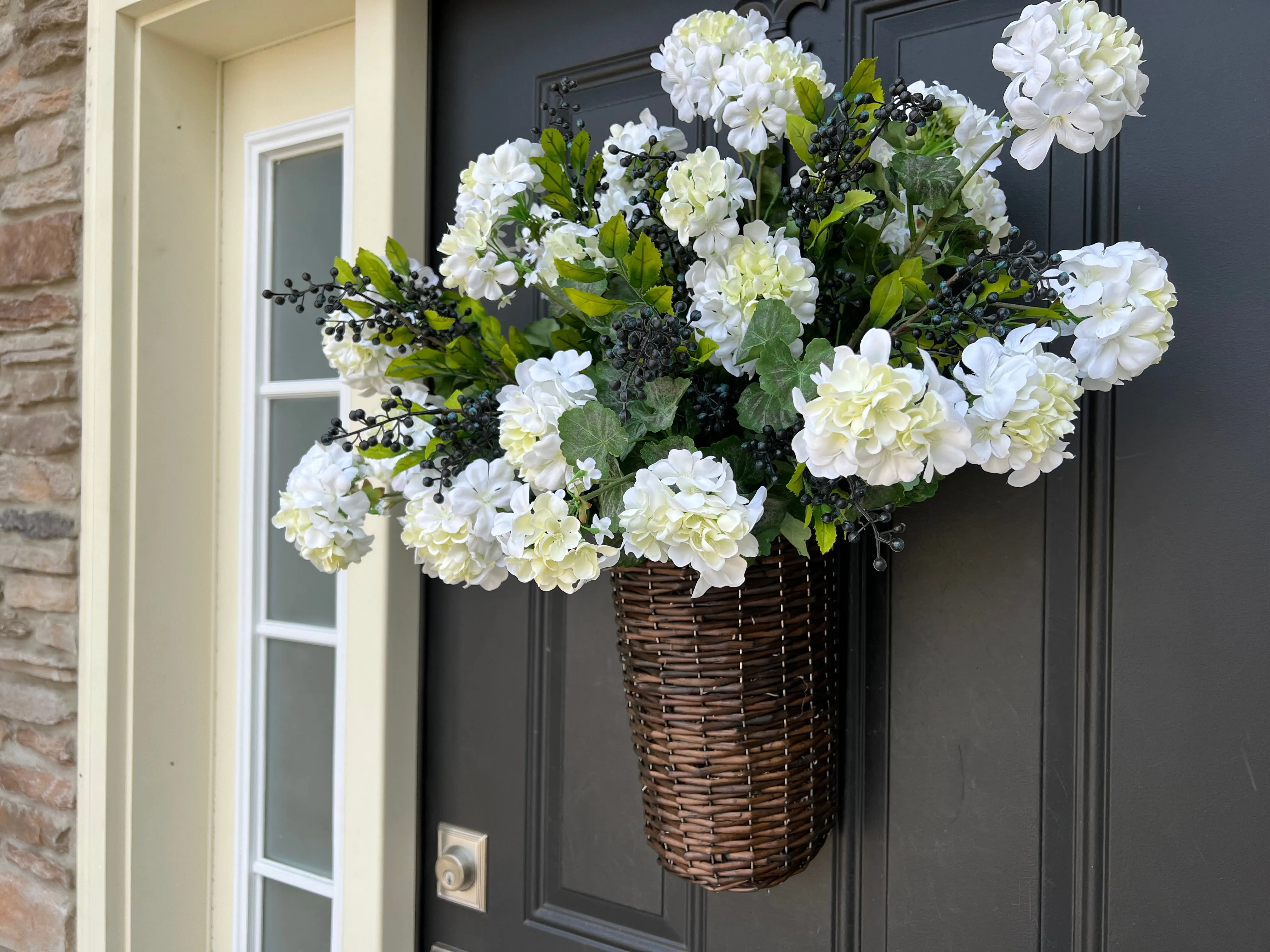 Geranium & Berry Basket Wreath for Summer