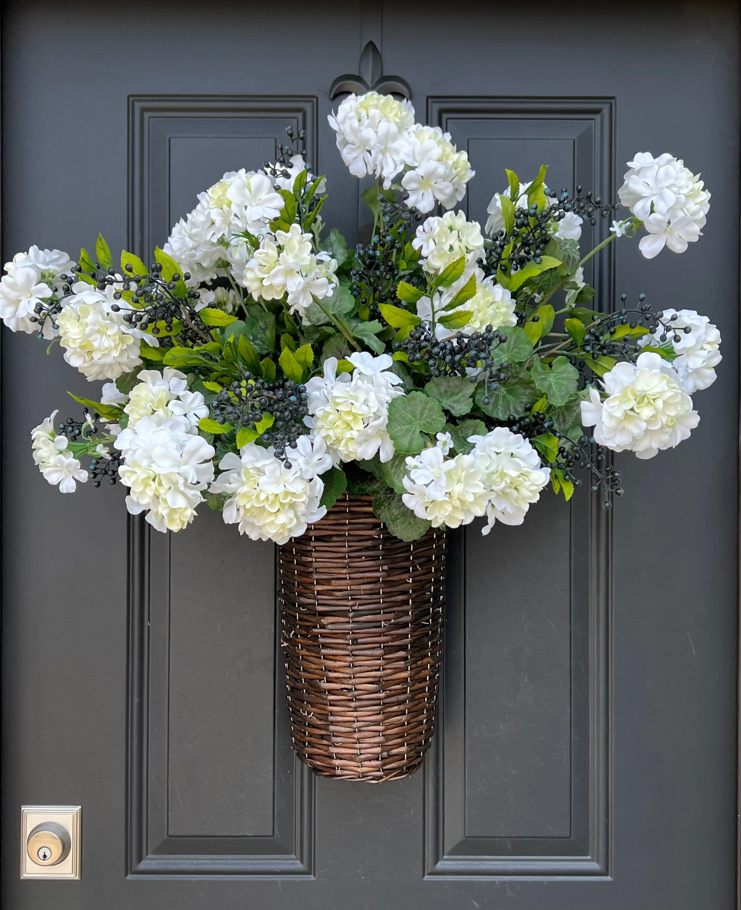 Geranium & Berry Basket Wreath for Summer