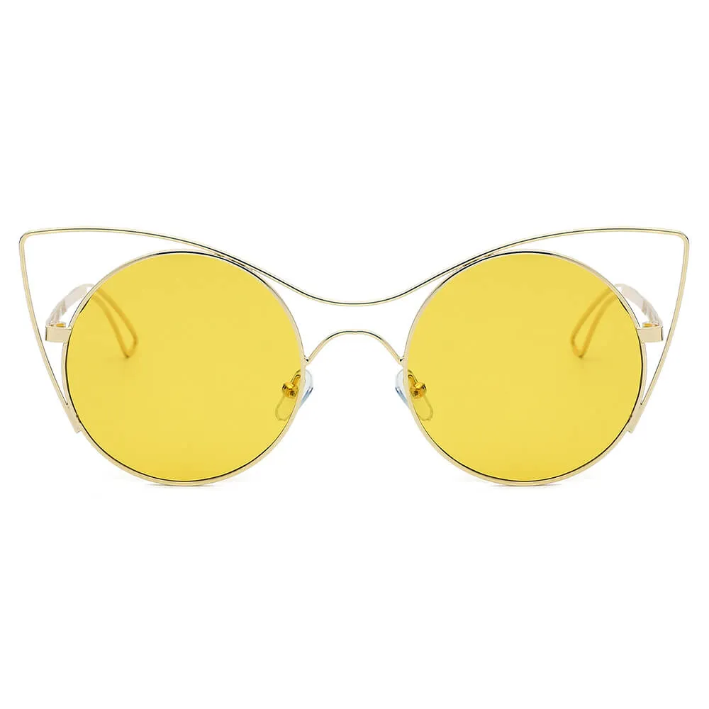 GERING | Women Round High Pointed Cat Eye Sunglasses