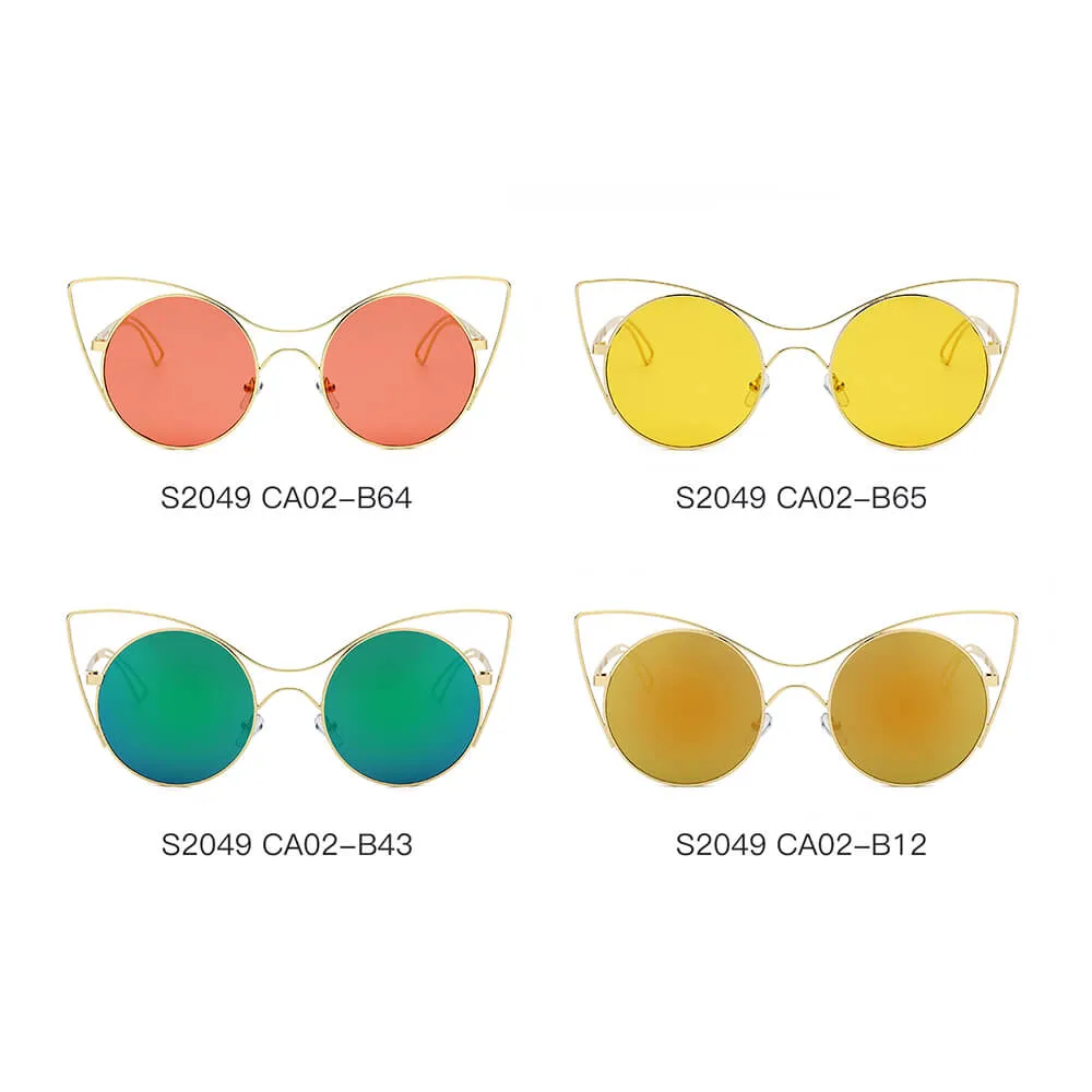 GERING | Women Round High Pointed Cat Eye Sunglasses