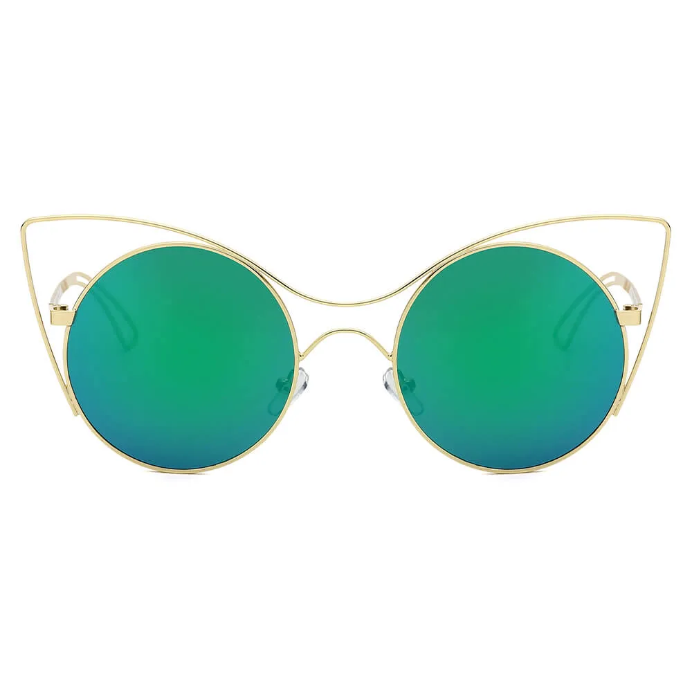 GERING | Women Round High Pointed Cat Eye Sunglasses