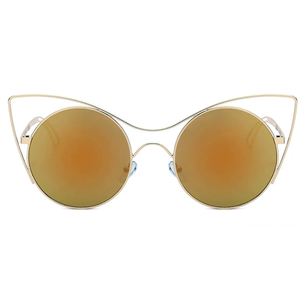 GERING | Women Round High Pointed Cat Eye Sunglasses