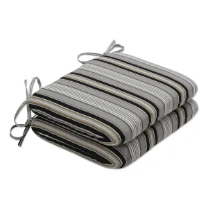 Getaway Stripe Black Rounded Corners Seat Cushion (Set Of 2)