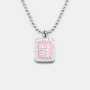 GETBACK SUPPLY RECTANGLE ST. CHRISTOPHER NECKLACE - PINK/WHITE