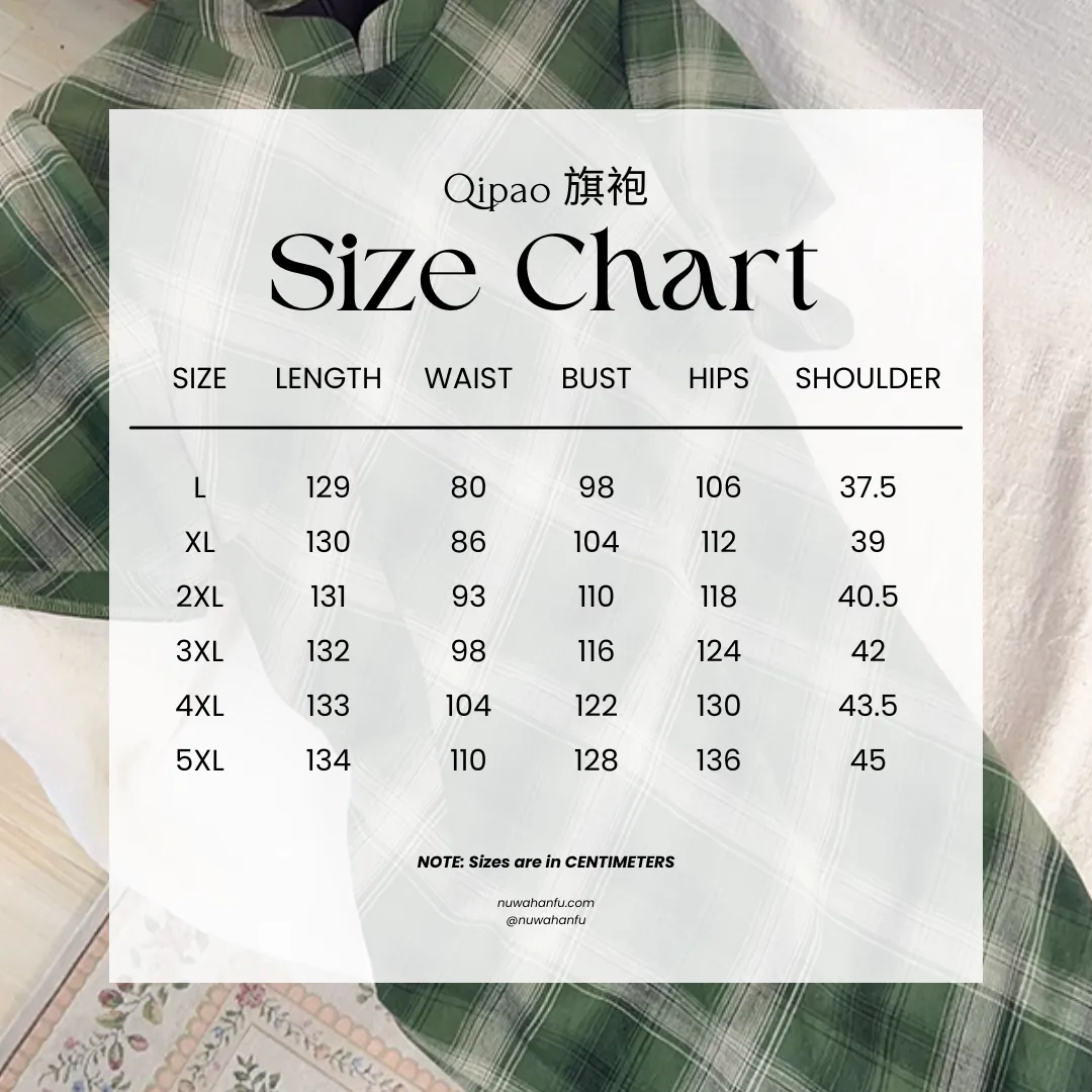 Gezi 格子 Plaid Plus Size 1930s Inspired Cotton Short Sleeve Qipao