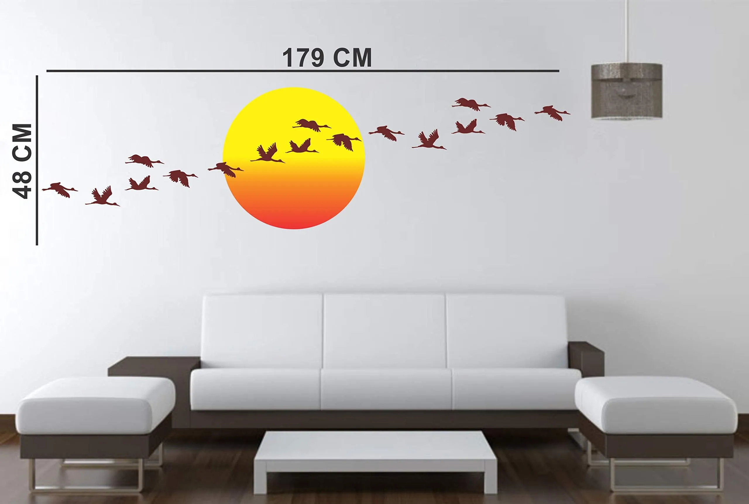 Ghar Kraft Set of 2 Wall Sticker Dream Girl and Sunrise with Flying Birds Wall Sticker