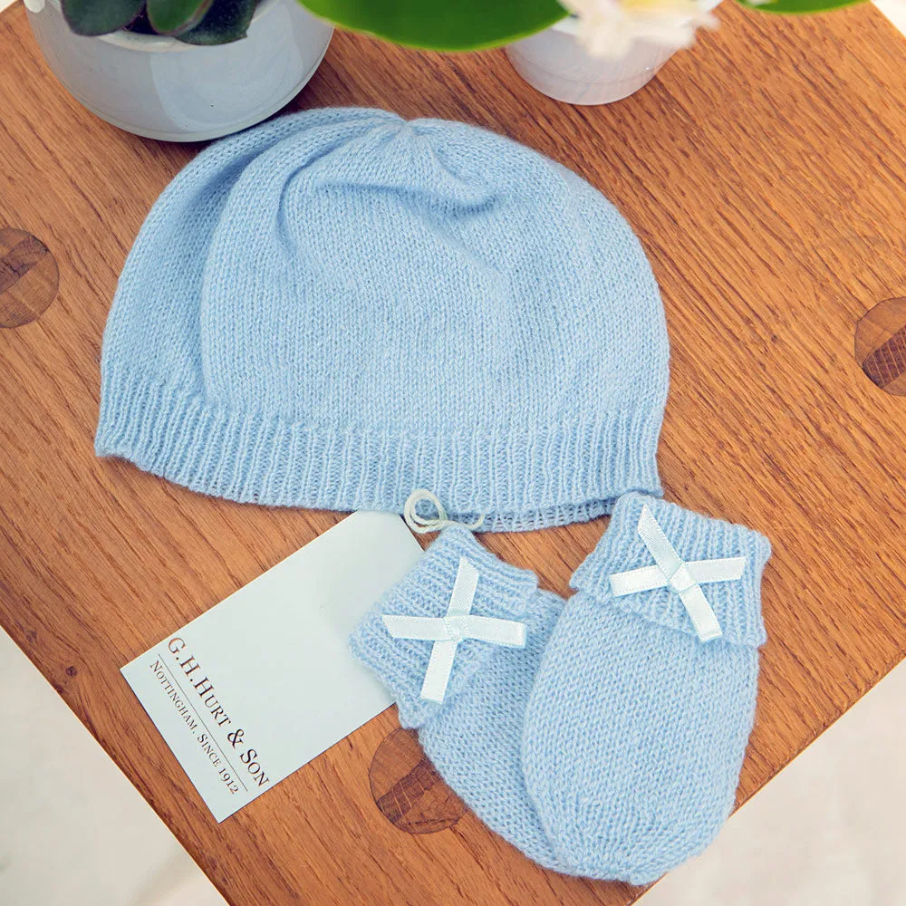 G.H.Hurt & Son Cashmere Baby Hat and Mittens - Blue