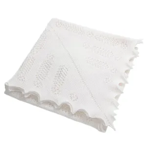 G.H.Hurt & Son Nottingham Lace Knitted Baby Shawl - Ivory White