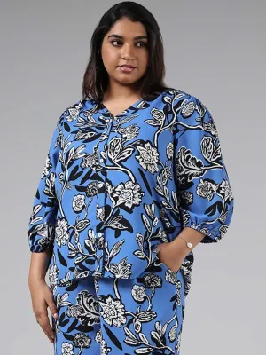 Gia Blue Floral Printed Shirt