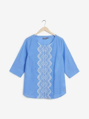 Gia Curves Blue Embroidered Nexto Top