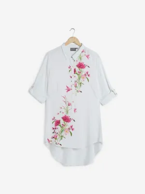 Gia Curves White Floral High-Low Tunic