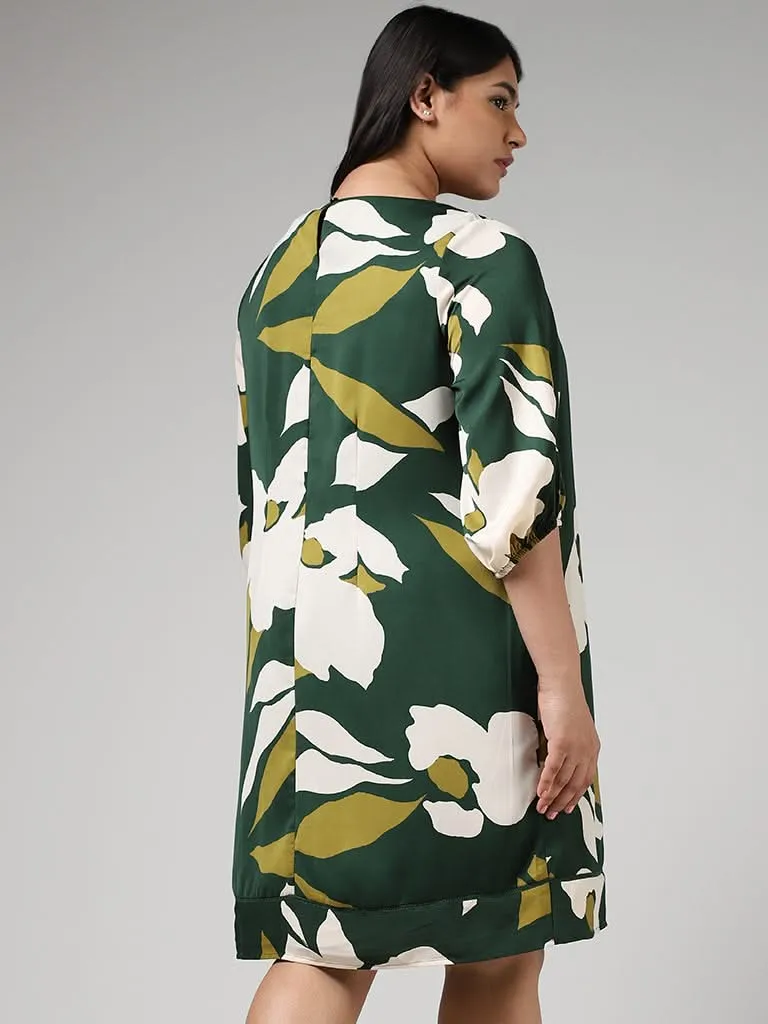 Gia Forest Green Bold Floral Printed Dress