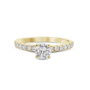 GIA Graded 0.43ct Center Natural Round Brilliant Diamond Engagement Ring in 14k Yellow Gold