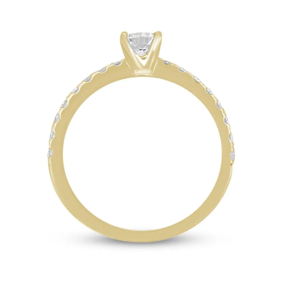 GIA Graded 0.43ct Center Natural Round Brilliant Diamond Engagement Ring in 14k Yellow Gold