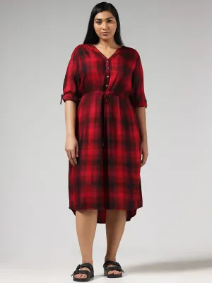 Gia Red Checked High-Low Dress