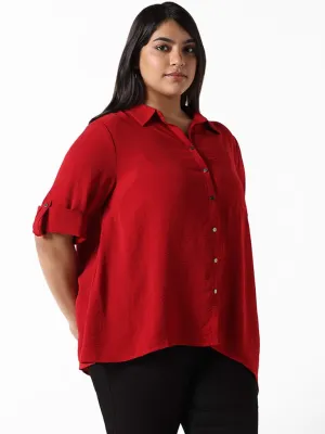 Gia Red Wrinkled Relaxed Fit Shirt