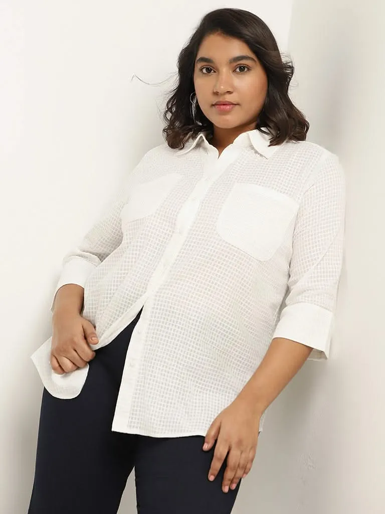 Gia White Checked Cotton Shirt