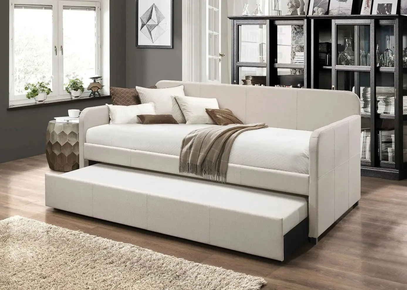 Giana Twin Daybed w/Trudnle, Fog Fabric