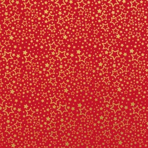 Gift Wrap Sheets - Dazzling Red Gold Star (Pack of 25 sheets)