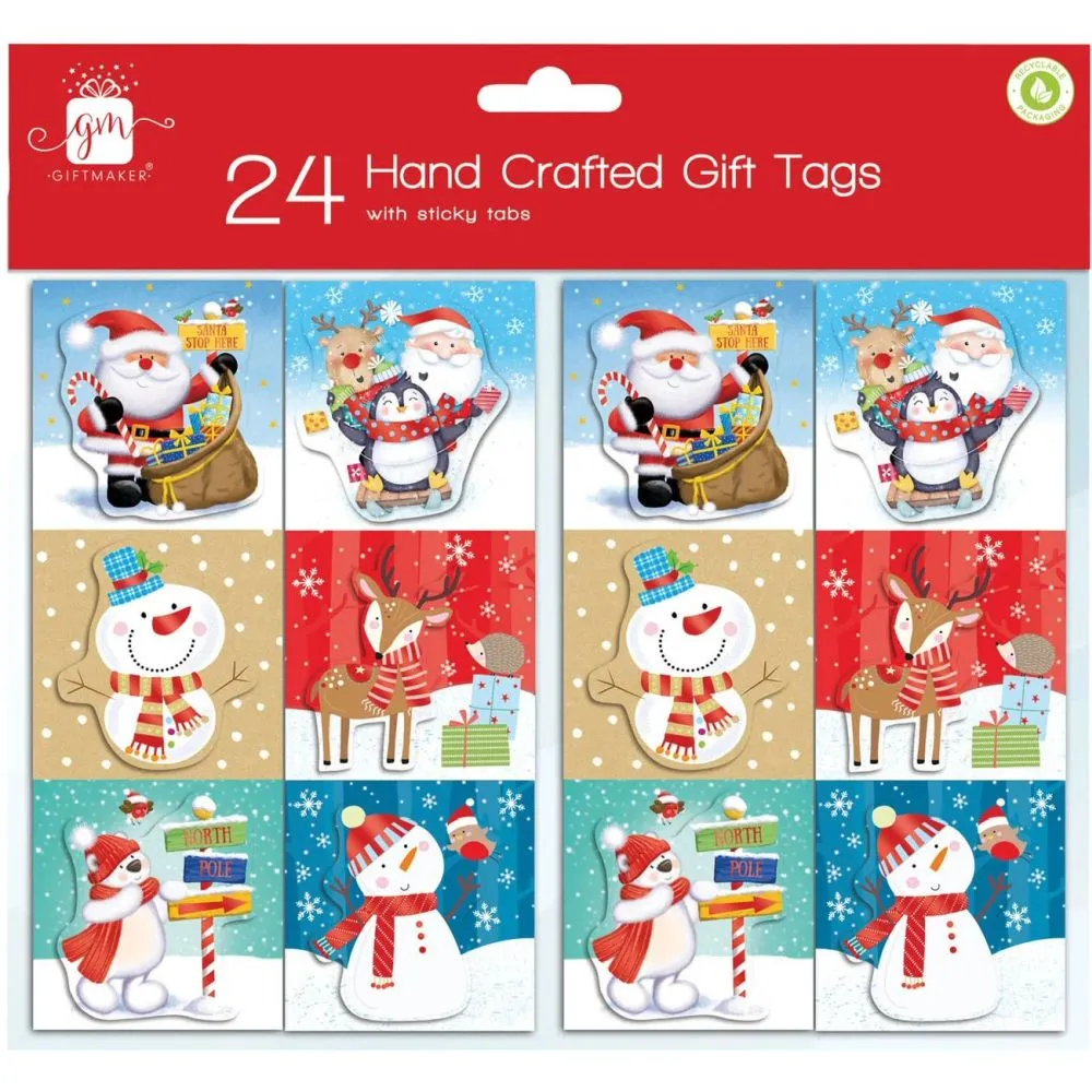 Giftmaker Pack of 24 Hand-Crafted Novelty Christmas Gift Tags