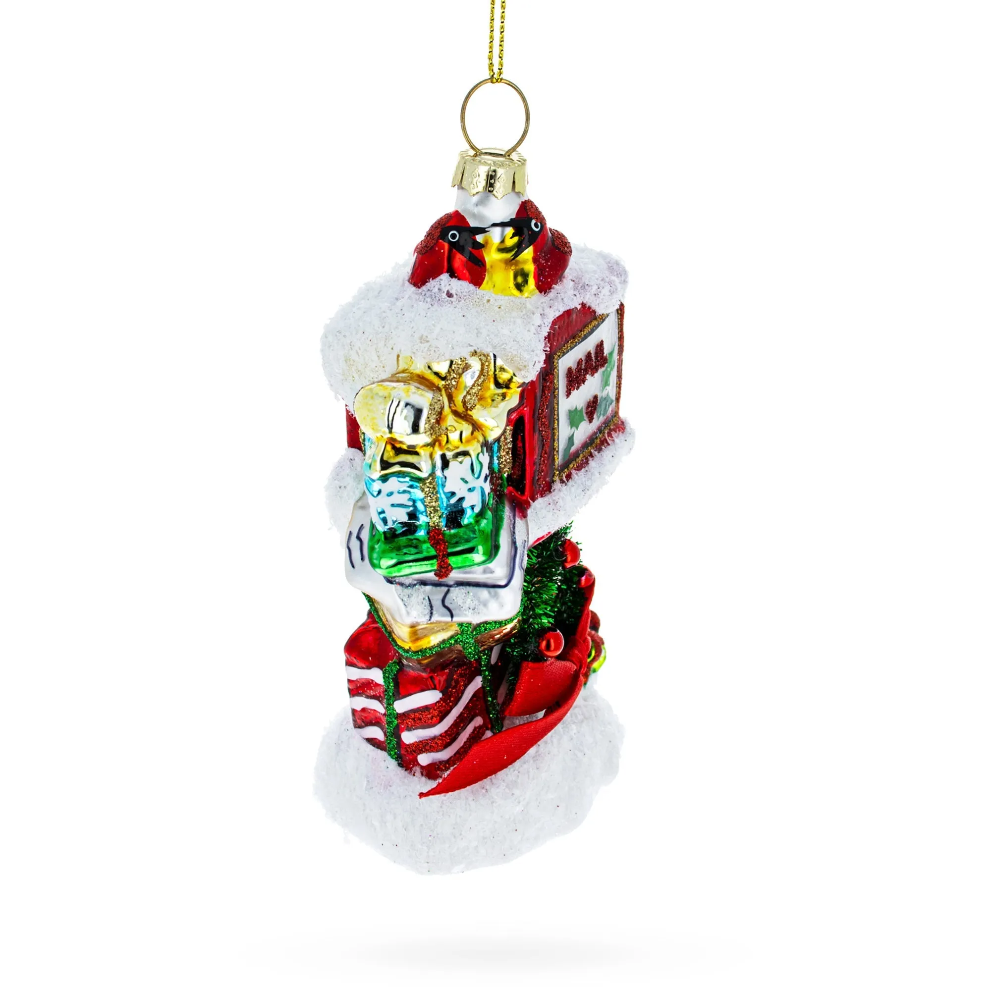 Gifts Galore: Santa's Mailbox With Gifts - Blown Glass Christmas Ornament