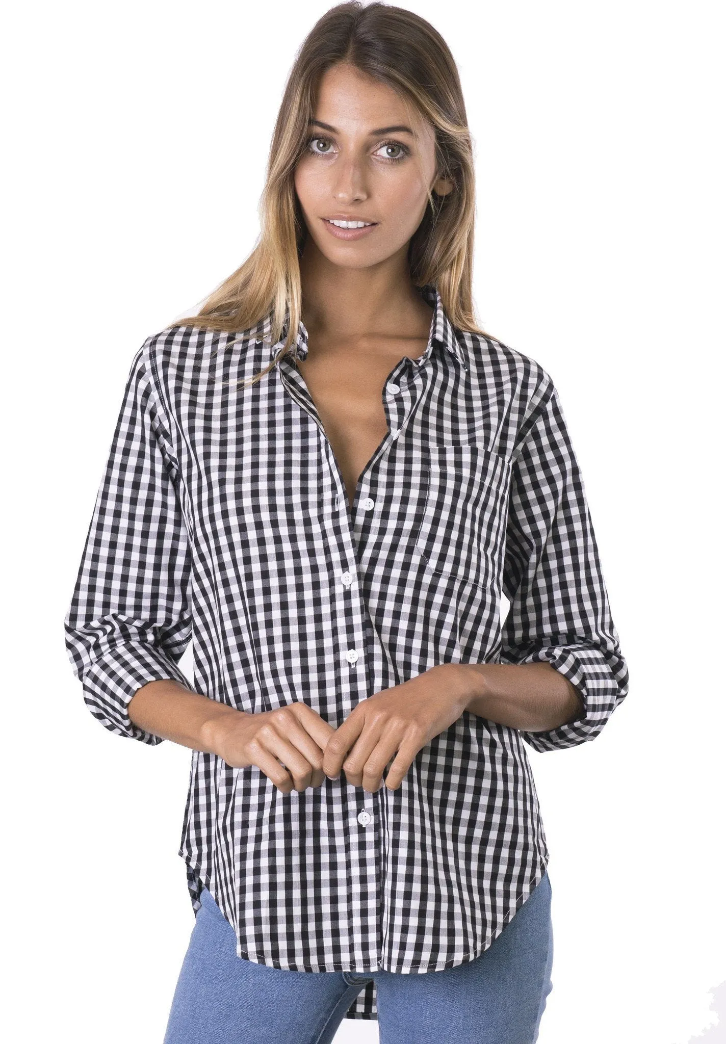 Gigi Black Gingham Relaxed Cotton Shirt