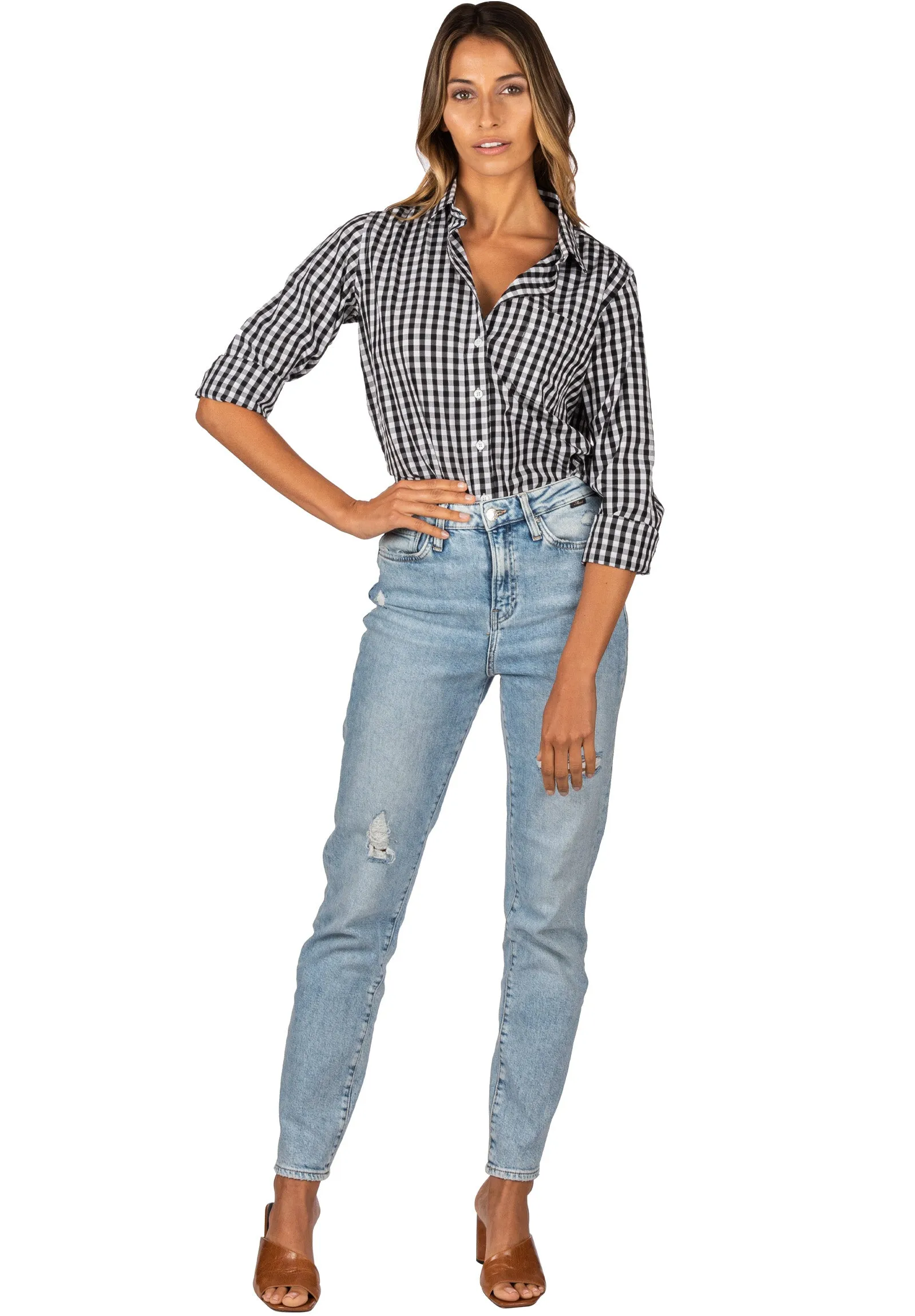 Gigi Black Gingham Relaxed Cotton Shirt