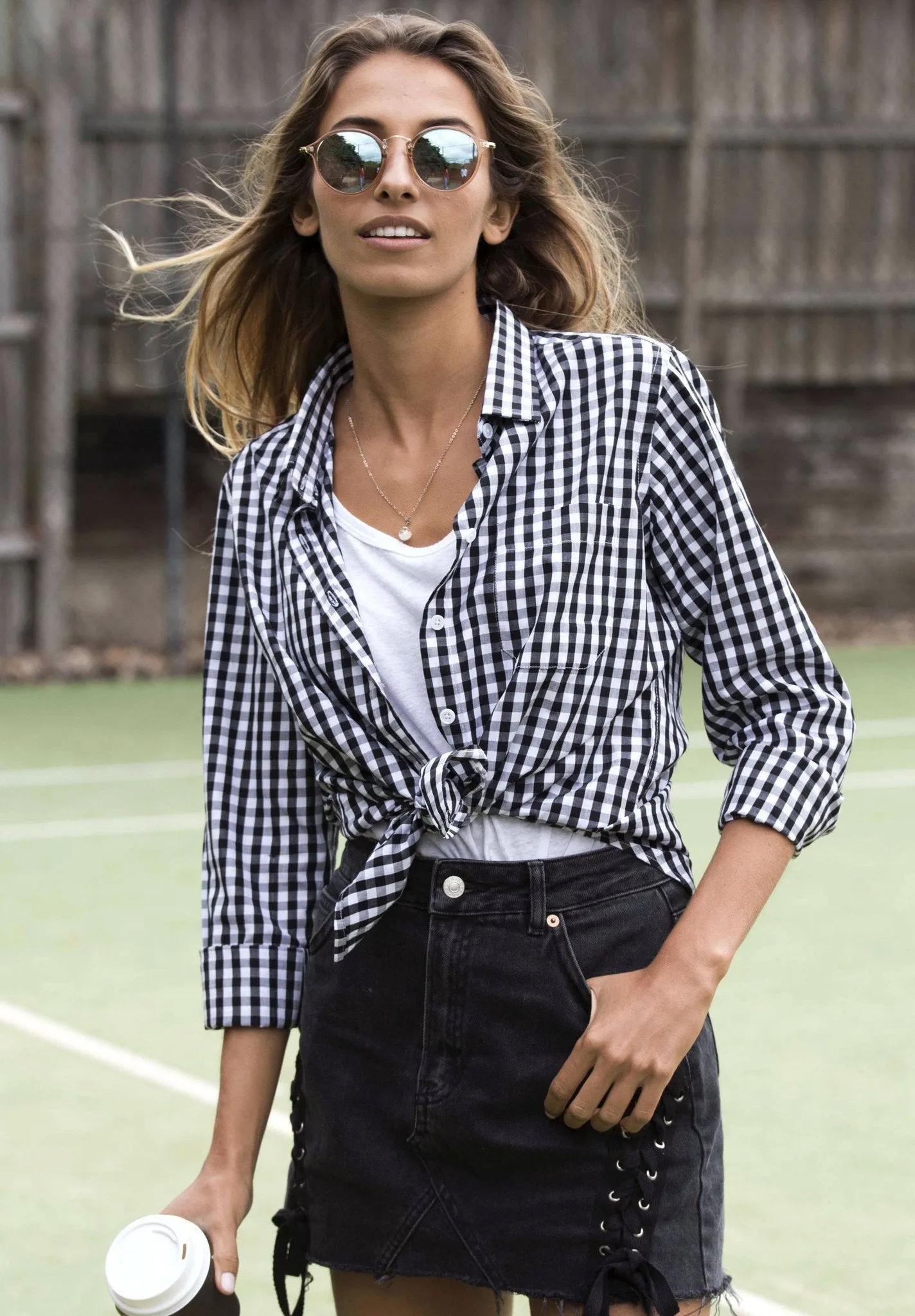 Gigi Black Gingham Relaxed Cotton Shirt