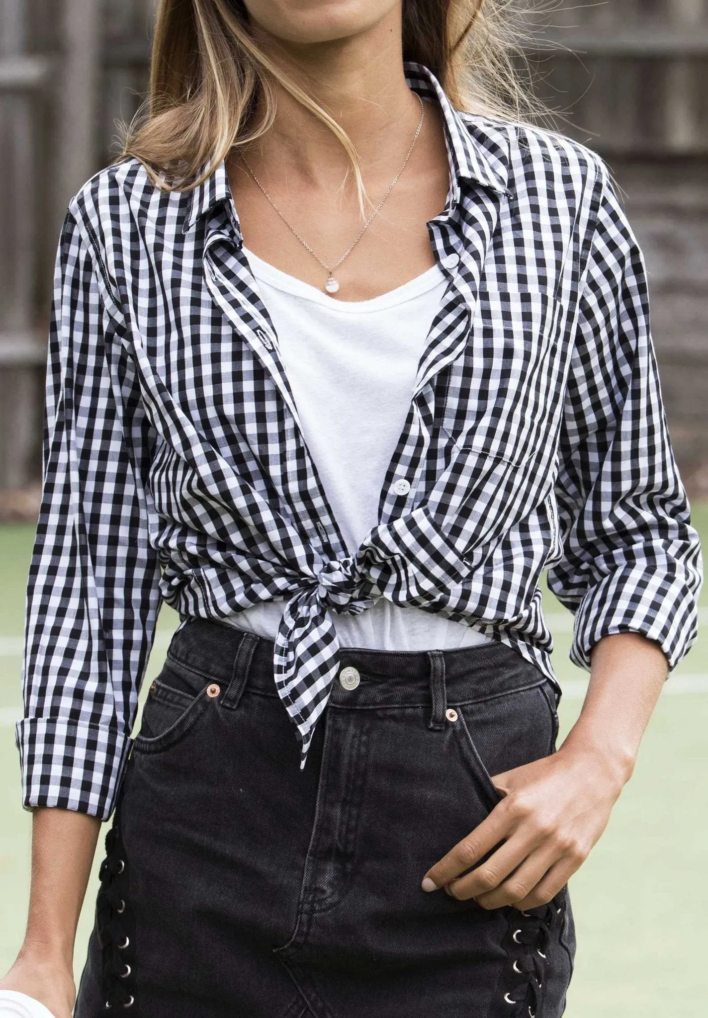 Gigi Black Gingham Relaxed Cotton Shirt