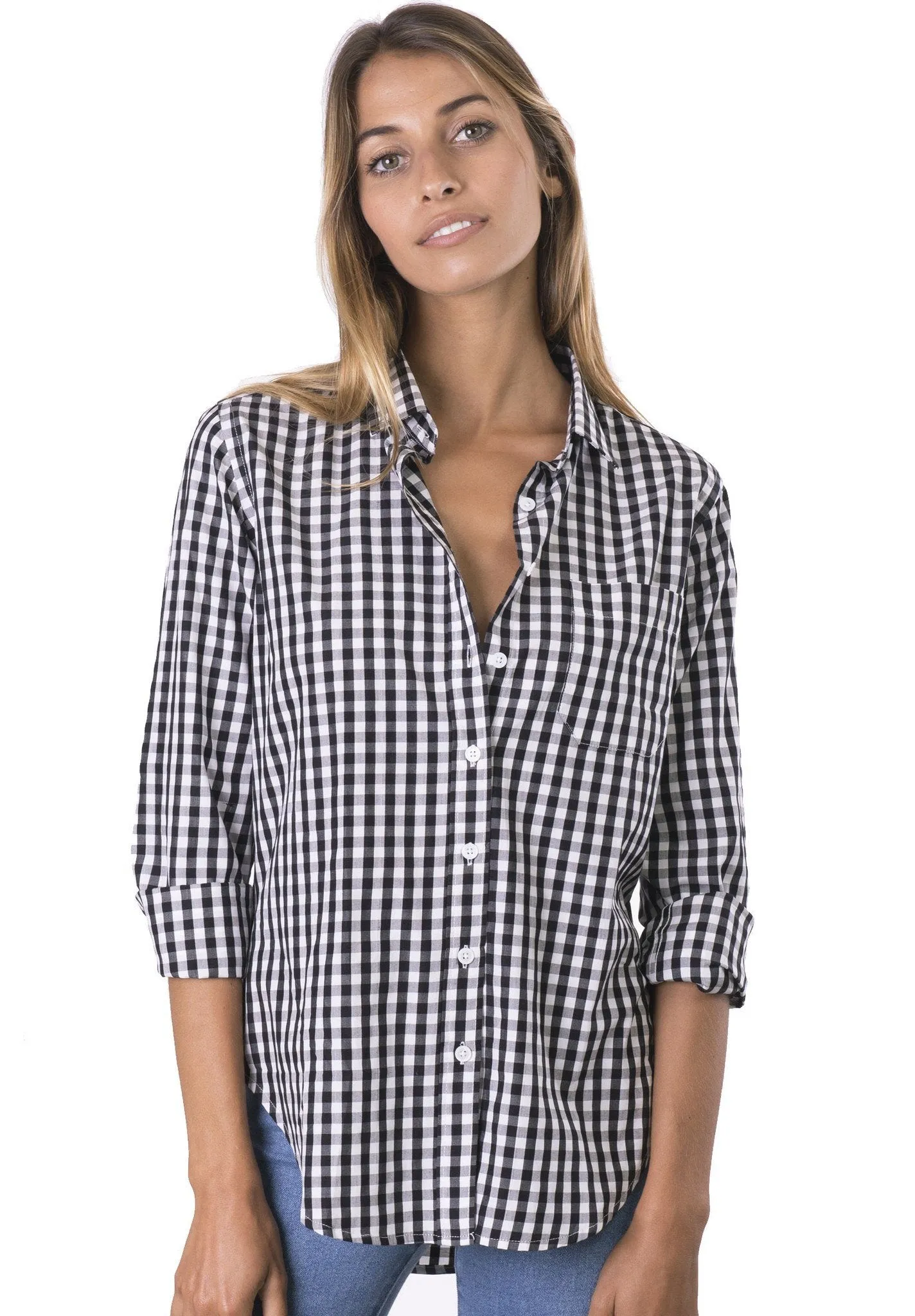 Gigi Black Gingham Relaxed Cotton Shirt